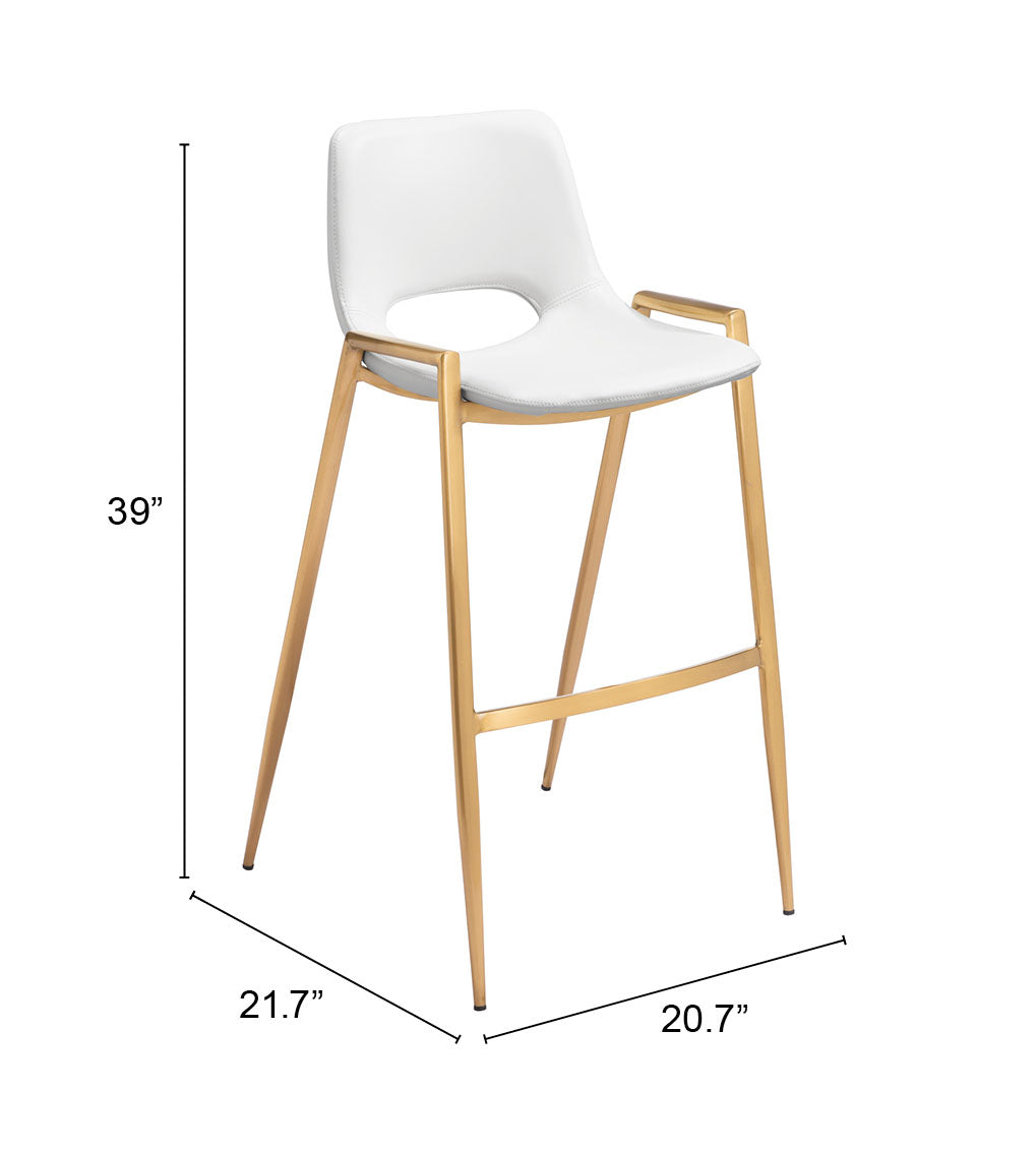 Desi Barstool (Set of 2) White & Gold