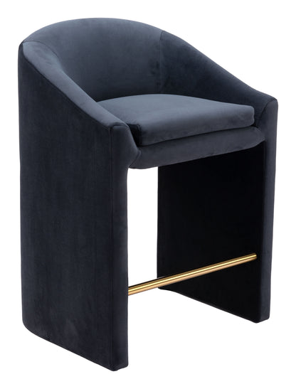 Emas Counter Stool - Midnight Gray Sleek and Stylish Upholstered Stool for Modern Kitchens and Dining Spaces