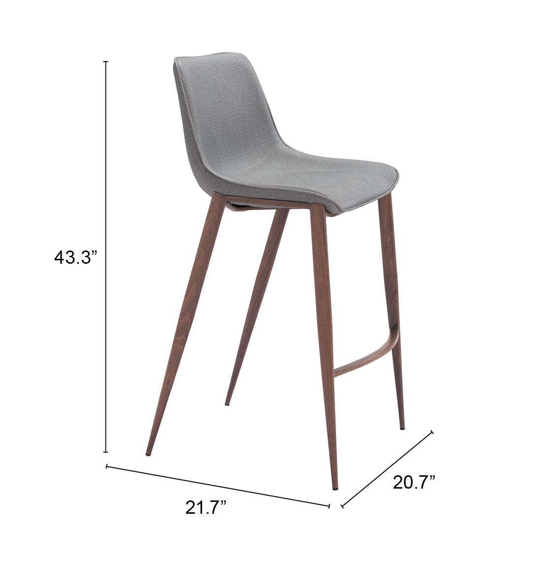 Magnus Barstool (Set of 2) Slate Gray & Walnut