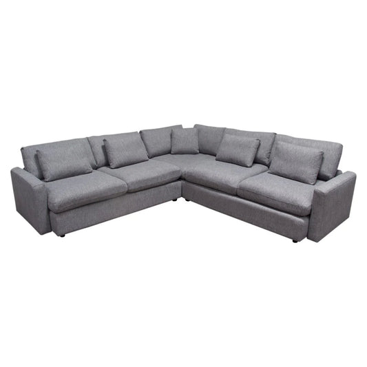 Arcadia 3-Piece Corner Sectional Sofa – Feather Down Seating in Stylish Grey Fabric