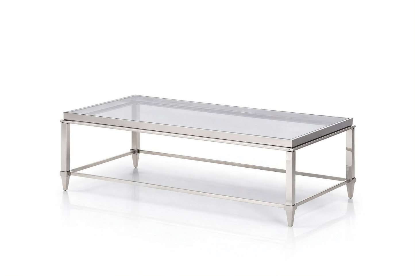 Agar Glass and Stainless Steel Coffee Table