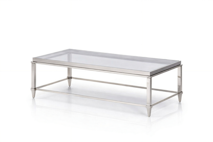 Agar Glass and Stainless Steel Coffee Table
