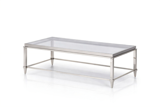Agar Glass and Stainless Steel Coffee Table