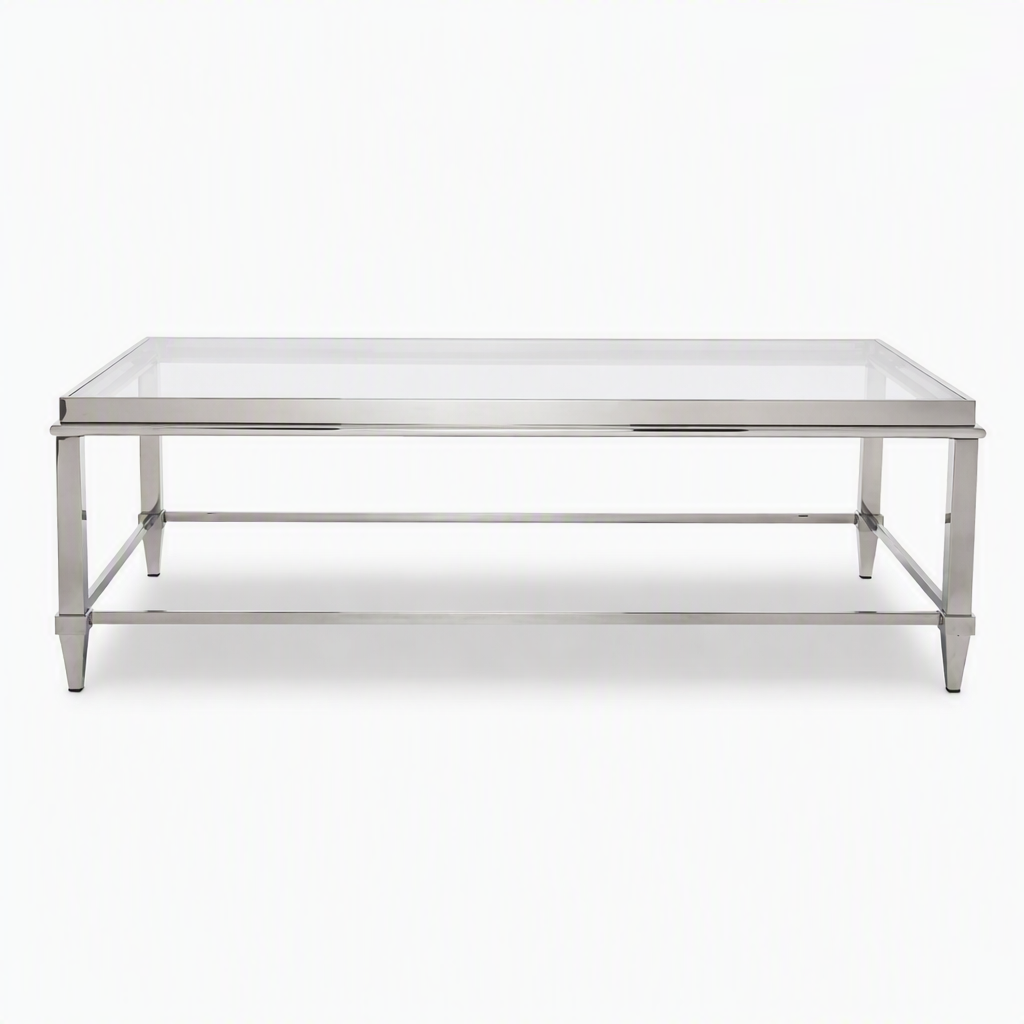 Agar Glass and Stainless Steel Coffee Table