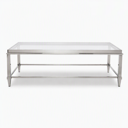 Agar Glass and Stainless Steel Coffee Table