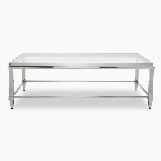 Agar Glass and Stainless Steel Coffee Table