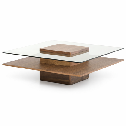 Clarion Walnut and Glass Coffee Table