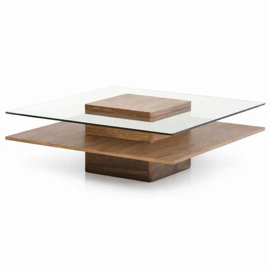 Clarion Walnut and Glass Coffee Table
