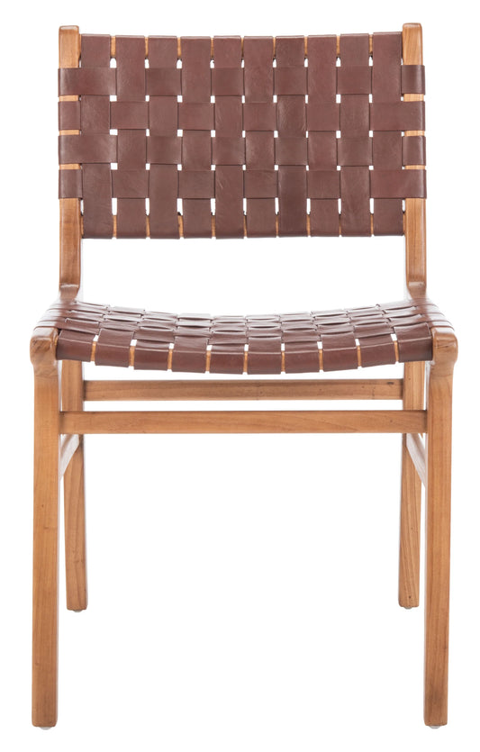 Taika Woven Leather Dining Chair Set of 2 - Elegant and Durable Seating for Contemporary Dining Spaces