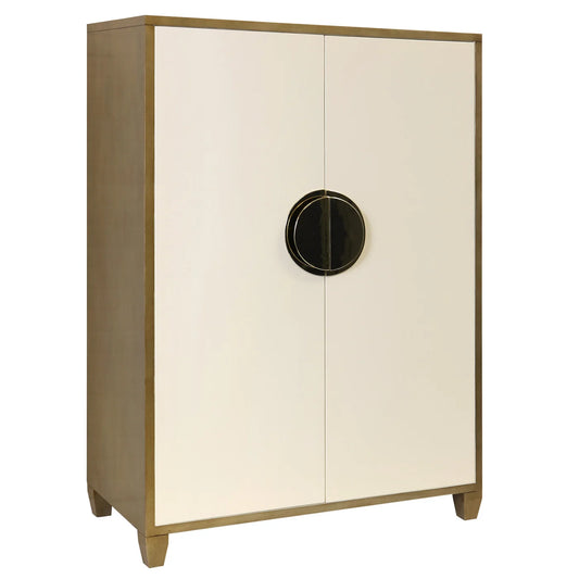 Ivory & Tarnished Silver Veneer on Mahogany Cabinet