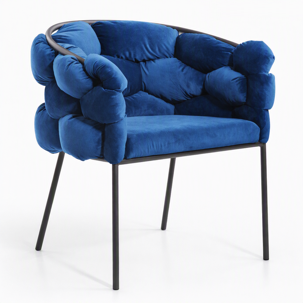 Debra Blue Velour Dining Chair