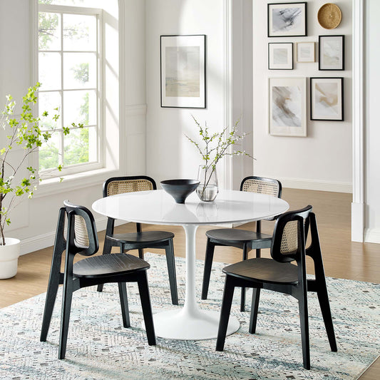 Lippa 48" Round Wood Dining Table in White – Sleek Design for Contemporary Spaces