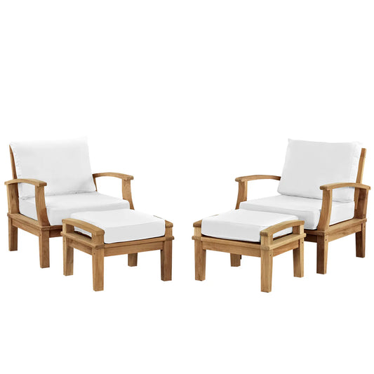 Marina 4-Piece Outdoor Patio Teak Set in Natural White – Stylish and Durable Furniture for Elegant Outdoor Living