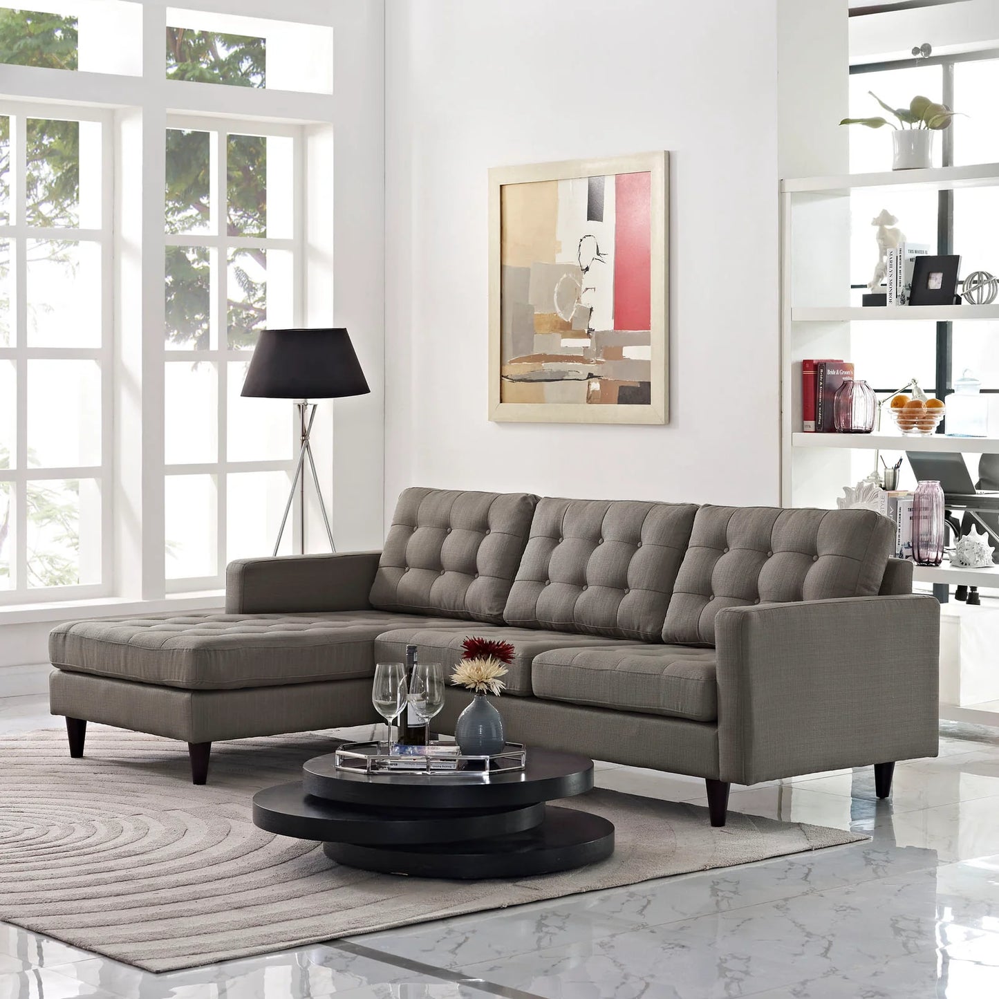 Empress Left-Facing Upholstered Fabric Sectional Sofa – Classic Mid-Century Charm Meets Contemporary Comfort