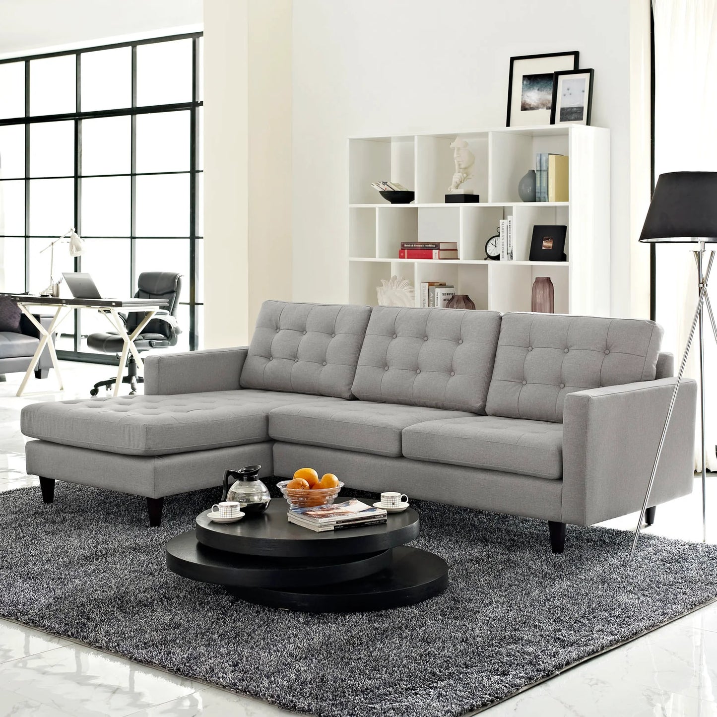 Empress Left-Facing Upholstered Fabric Sectional Sofa – Classic Mid-Century Charm Meets Contemporary Comfort