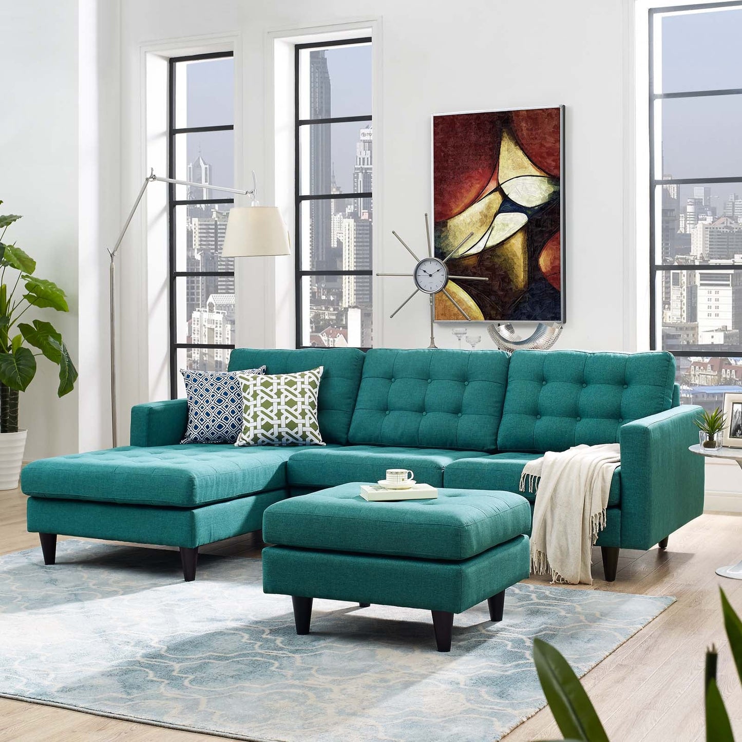Empress Left-Facing Upholstered Fabric Sectional Sofa – Classic Mid-Century Charm Meets Contemporary Comfort