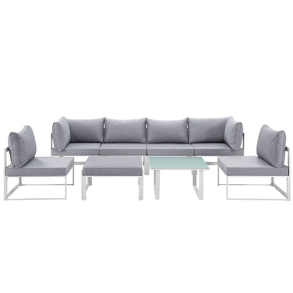 Fortuna 8-Piece Outdoor Patio Sectional Sofa Set in White and Gray - Luxurious and Comfortable Seating for Stylish Outdoor Spaces