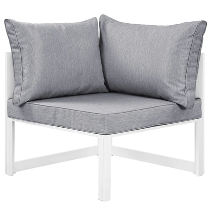 Fortuna 8-Piece Outdoor Patio Sectional Sofa Set in White and Gray - Luxurious and Comfortable Seating for Stylish Outdoor Spaces