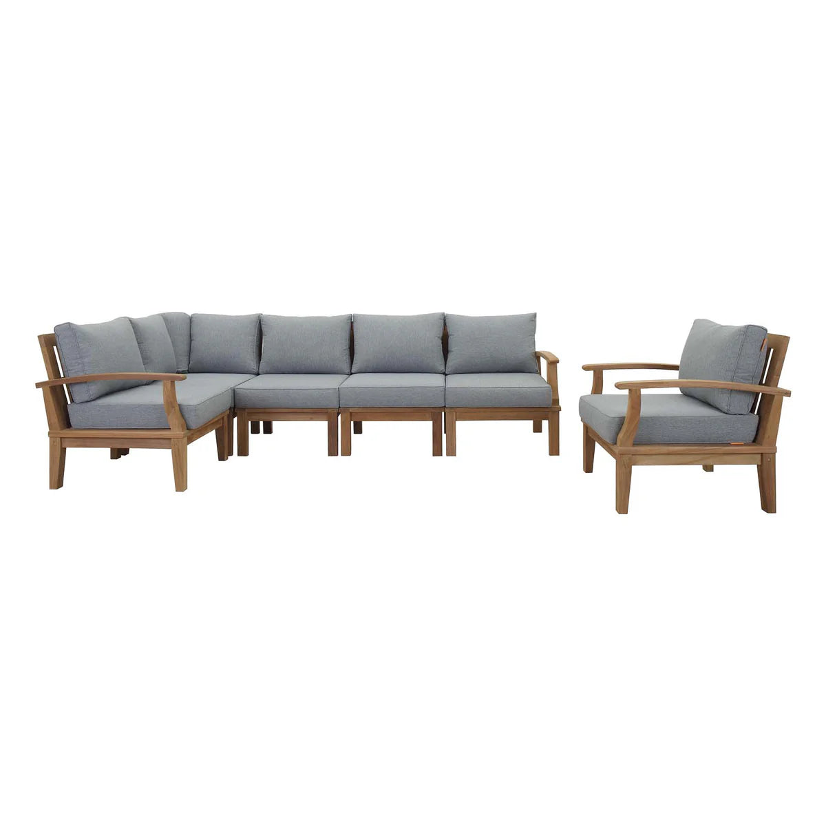 Marina 6-Piece Outdoor Patio Teak Set in Natural Gray - Elegant and Durable Seating for Sophisticated Outdoor Living