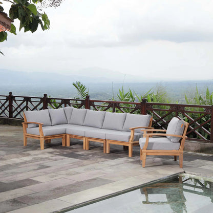 Marina 6-Piece Outdoor Patio Teak Set in Natural Gray - Elegant and Durable Seating for Sophisticated Outdoor Living