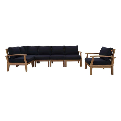 Marina 6-Piece Outdoor Patio Teak Set in Natural Gray - Elegant and Durable Seating for Sophisticated Outdoor Living