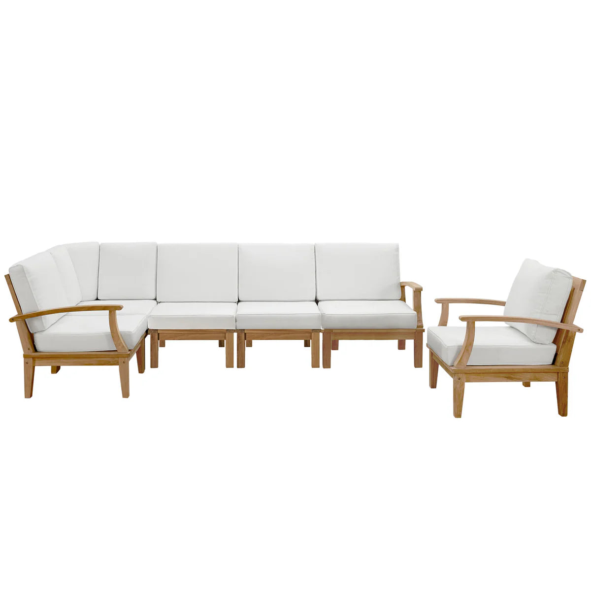 Marina 6-Piece Outdoor Patio Teak Set in Natural Gray - Elegant and Durable Seating for Sophisticated Outdoor Living