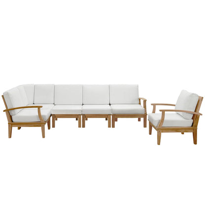 Marina 6-Piece Outdoor Patio Teak Set in Natural Gray - Elegant and Durable Seating for Sophisticated Outdoor Living