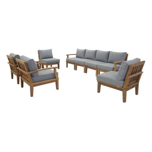 Marina 8-Piece Teak Outdoor Sofa Set with Weather-Resistant Cushions – Stylish and Durable Patio Furniture for Outdoor Living