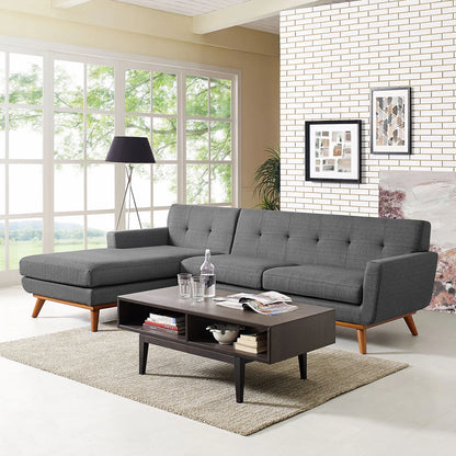 Engage Left-Facing Upholstered Fabric Sectional Sofa in Expectation Gray