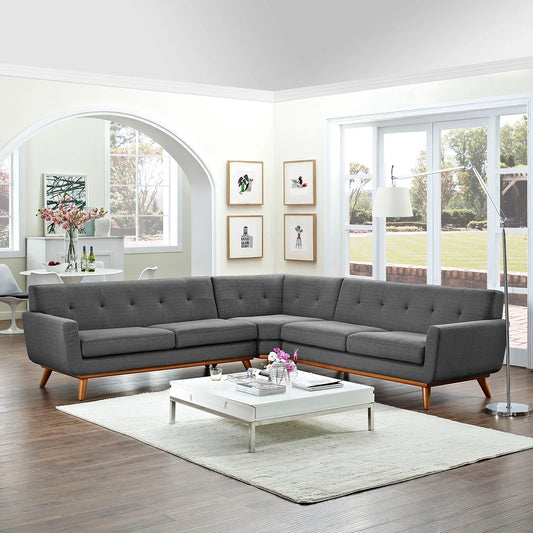 Engage L-Shaped Upholstered Fabric Sectional Sofa – Spacious and Stylish Comfort