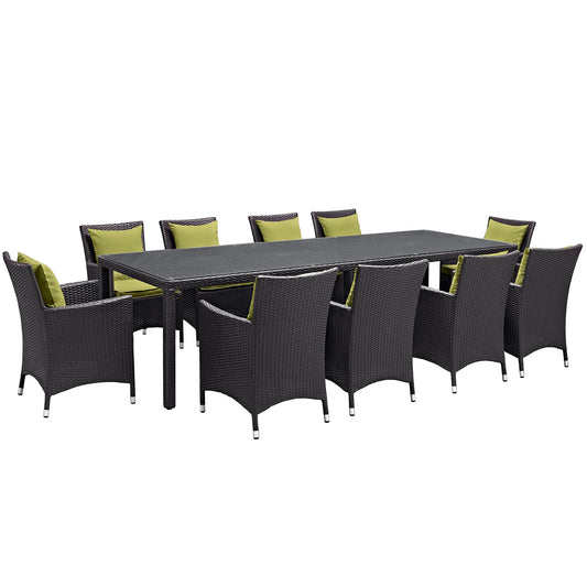 Convene 11-Piece Outdoor Patio Dining Set – All-Weather Wicker Furniture with Cushioned Chairs & Dining Table
