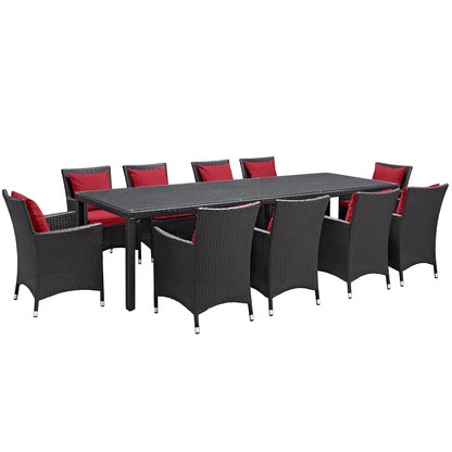 Convene 11-Piece Outdoor Patio Dining Set – All-Weather Wicker Furniture with Cushioned Chairs & Dining Table