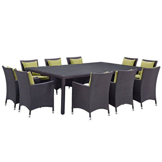 Convene 11-Piece Outdoor Patio Dining Set – All-Weather Wicker Sectional with Dining Table & Cushioned Chairs