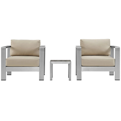 Shore 3-Piece Outdoor Patio Aluminum Set - Durable and Stylish Seating for Relaxed Outdoor Living