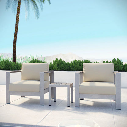 Shore 3-Piece Outdoor Patio Aluminum Set - Durable and Stylish Seating for Relaxed Outdoor Living
