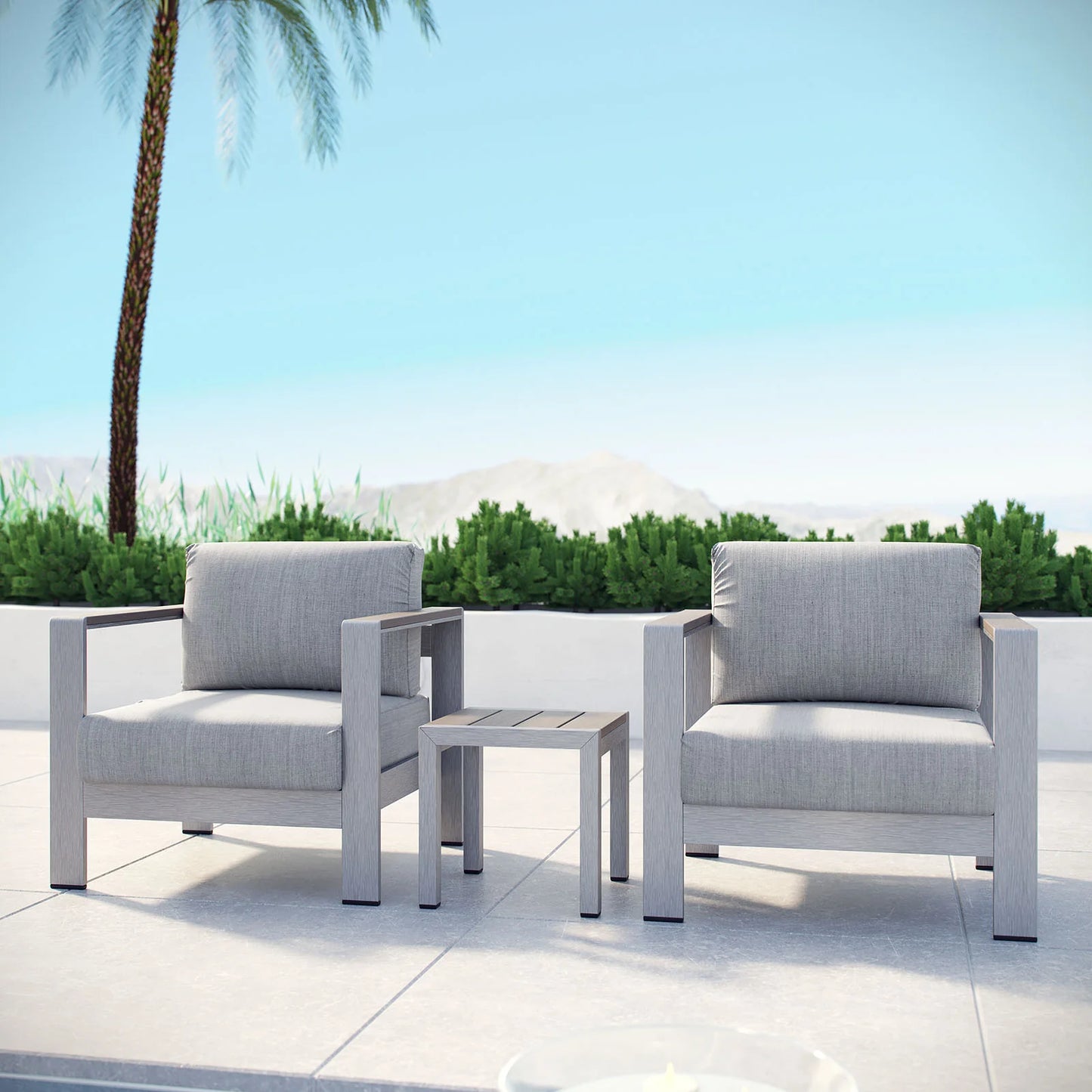 Shore 3-Piece Outdoor Patio Aluminum Set - Durable and Stylish Seating for Relaxed Outdoor Living