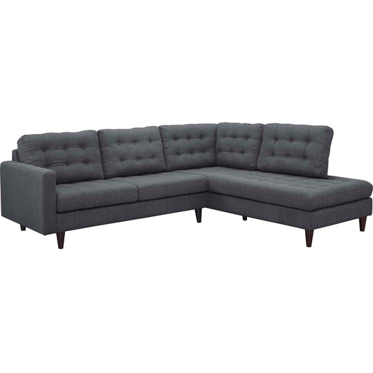 Empress 2-Piece Upholstered Fabric Right-Facing Bumper Sectional – A Luxurious Seating Solution
