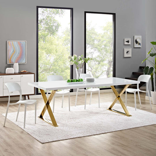 Sector Dining Table – Bold Geometry Meets White Gold Elegance
