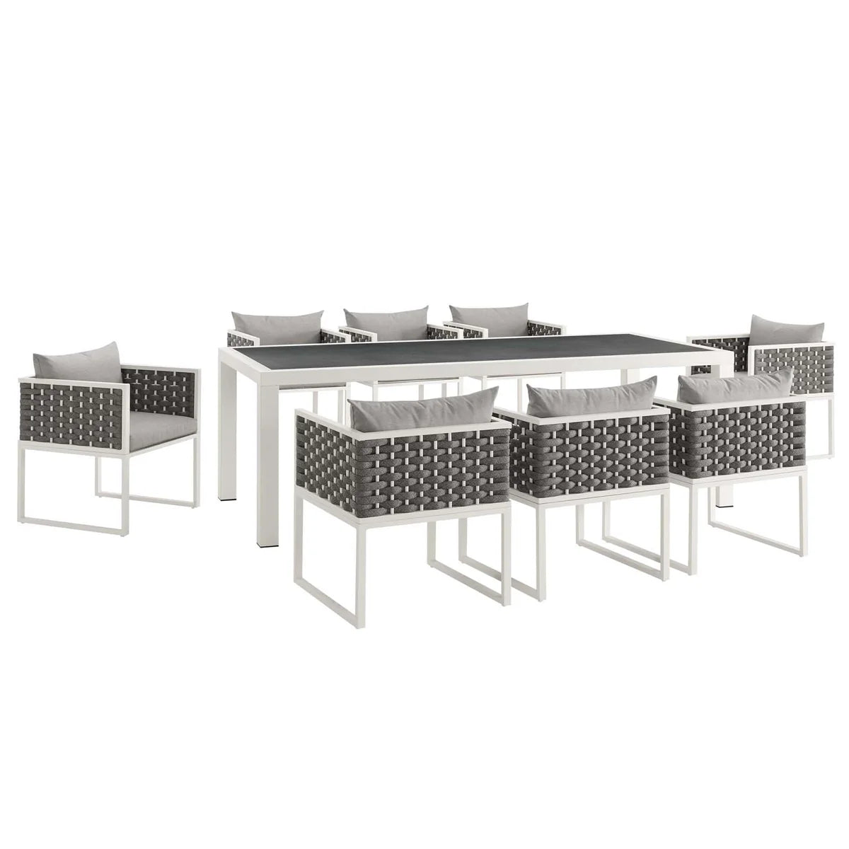 Stance Contemporary 9-Piece Outdoor Patio Dining Set - Stylish and Spacious Dining for Modern Outdoor Entertaining