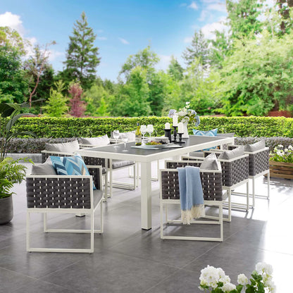 Stance Contemporary 9-Piece Outdoor Patio Dining Set - Stylish and Spacious Dining for Modern Outdoor Entertaining