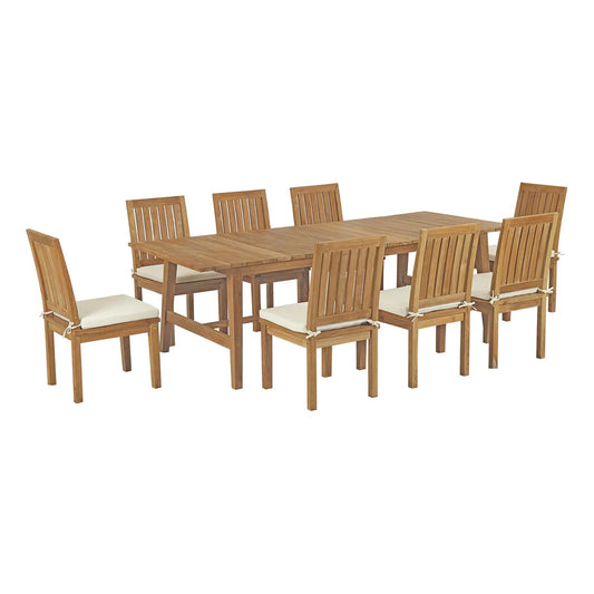 Marina 9-Piece Teak Patio Dining Set – Elegant and Durable Outdoor Dining Furniture for Entertaining