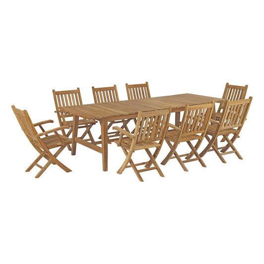 Marina 9-Piece Teak Outdoor Dining Set – Stylish and Durable Patio Furniture for Outdoor Dining