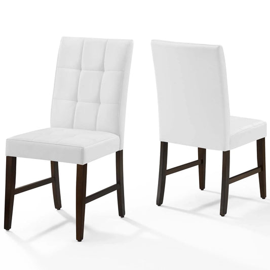Promulgate Faux Leather Dining Side Chairs – Set of 2 Biscuit Tufted Upholstered Seats