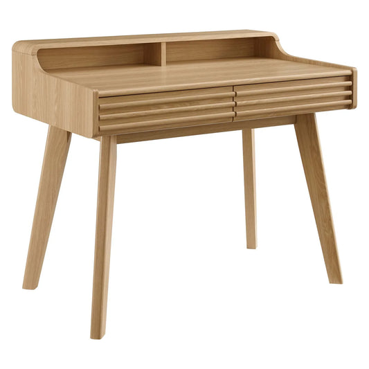 Render Writing Desk – Mid-Century Modern Style with Smooth Walnut Finish & Full-Extension Drawers