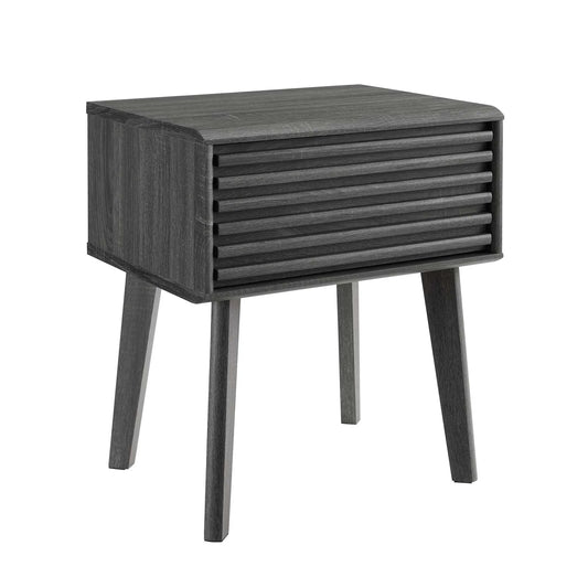 Render End Table – Chic Mid-Century Modern Accent Table with Storage Drawer in Charcoal