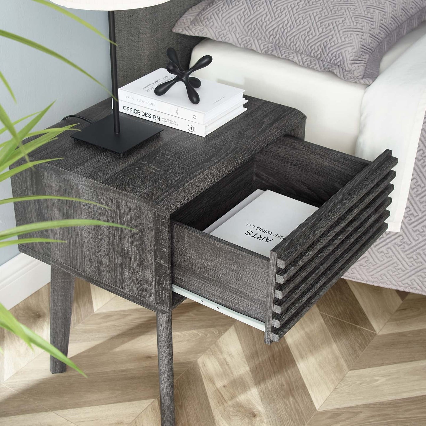 Render Charcoal Oak Walnut White End Table