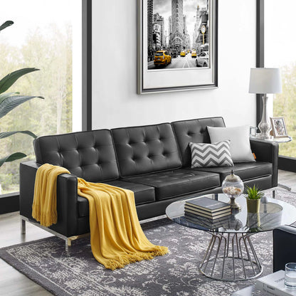 Loft Tufted Vegan Leather Sofa - Sleek and Eco-Friendly Seating with a Modern, Timeless Design for Contemporary Living Spaces