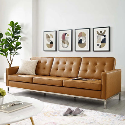 Loft Tufted Vegan Leather Sofa - Sleek and Eco-Friendly Seating with a Modern, Timeless Design for Contemporary Living Spaces