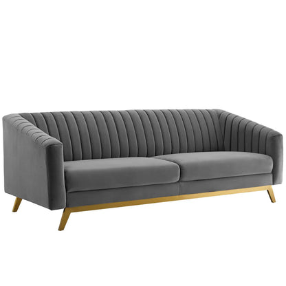 Valiant Vertical Channel Tufted Performance Velvet Sofa - Luxurious and Stylish Seating for Sophisticated Living Spaces