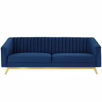 Valiant Vertical Channel Tufted Performance Velvet Sofa - Luxurious and Stylish Seating for Sophisticated Living Spaces